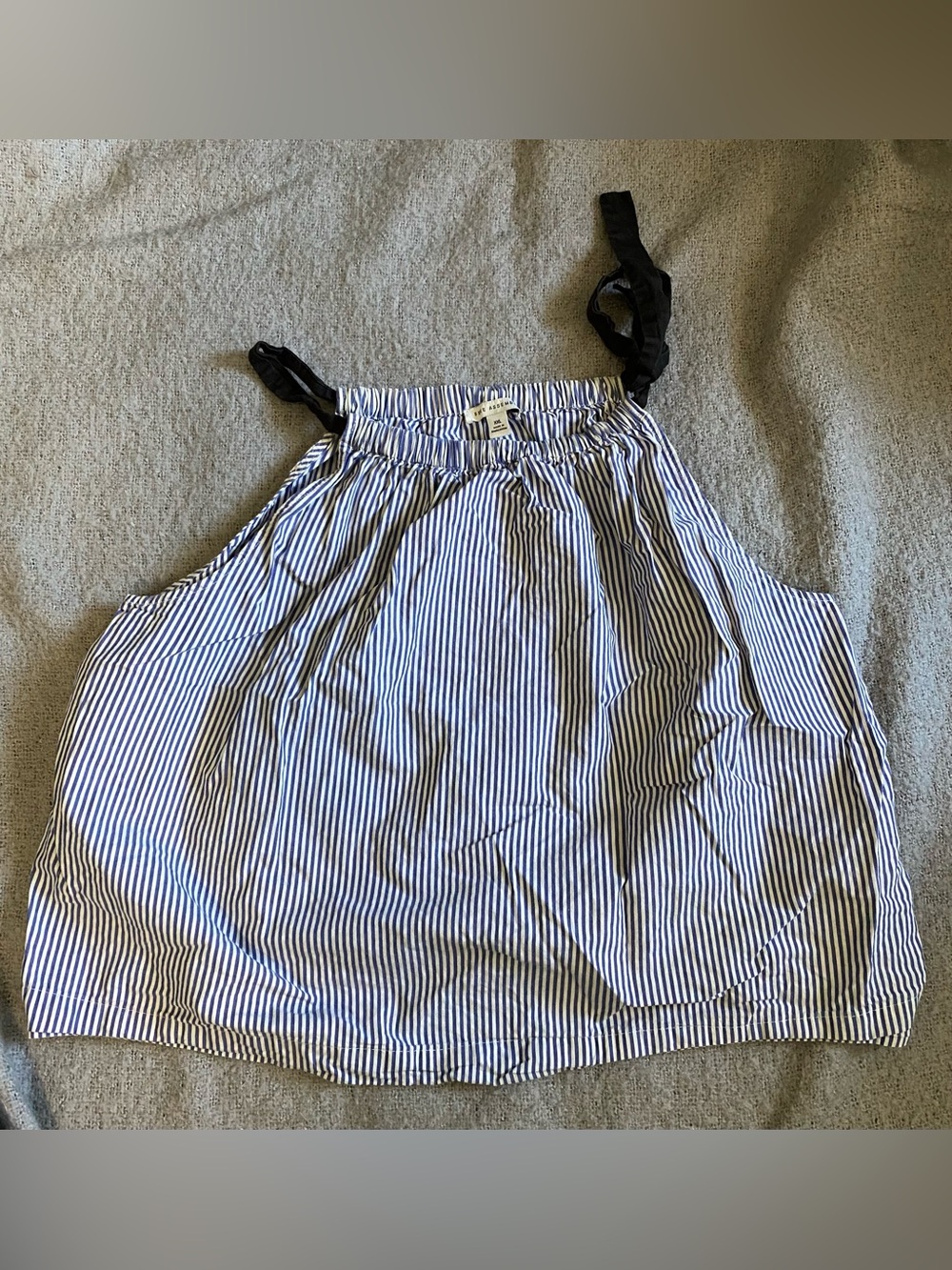 Striped Blue and White Tie-Shoulder Tank Top